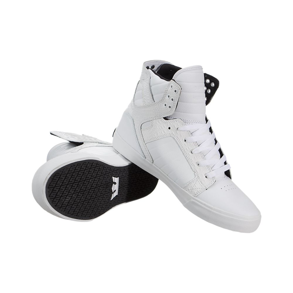 Baskets Montantes Supra SkyTop Blanche White/Croc-White Homme | SEK-08609094